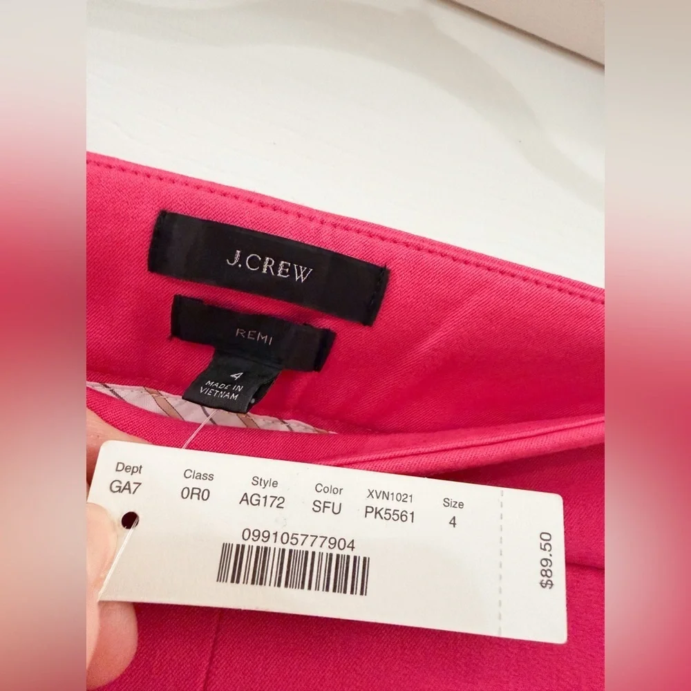 NWT J. Crew Remi Pant Bi-Stretch Cotton Straight leg Pink Business Casual sz 4